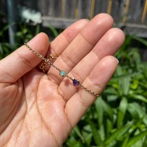 TOUS Bracelet, Silver Vermeil,Amazonite & Amethyst